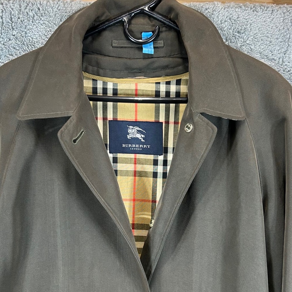 Burberry London Mens Olive Brown Trench Coat Nova Check Wool Camelhair Liner 329